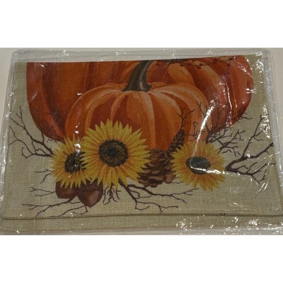 Welcome Garden Flag With‎ Pumpkins & Sunflowers 12" x 18" Cotton/Linen - Picture 3 of 3